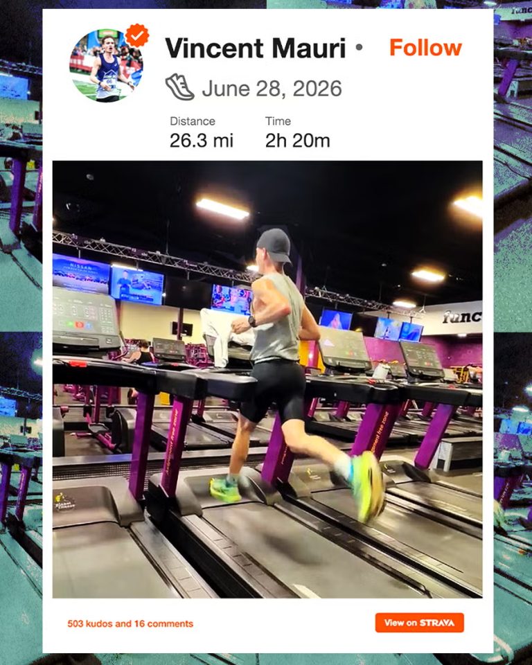 Atleta corre 42,5 km em 2h20 numa esteira de academia nos EUA