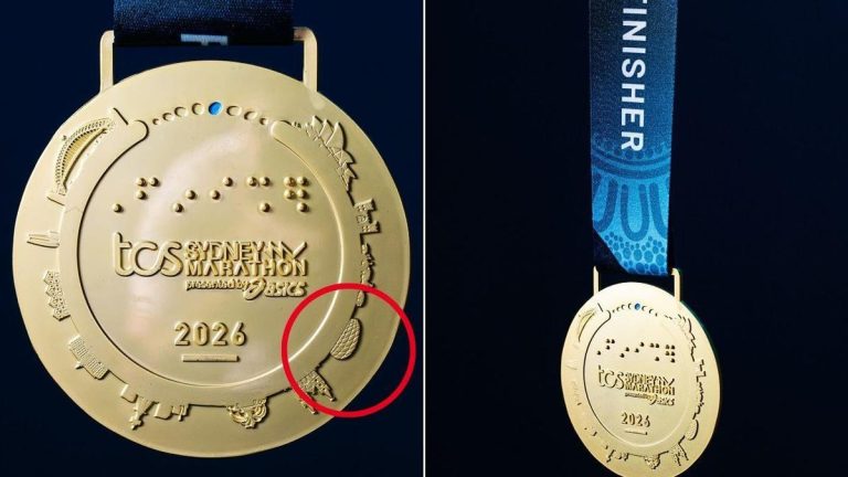 Medalha da Maratona de Sydney 2026 traz estádio de Munique por engano